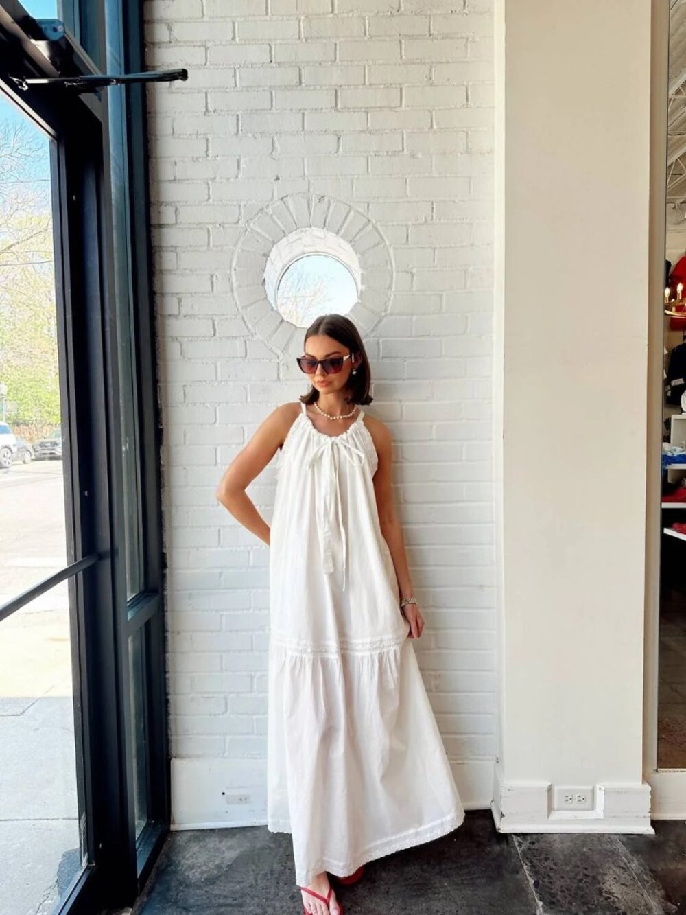 NWT Maison Anana Paris Amaryllis Maxi Dress L White Eyelet Lace Tiered Boho
